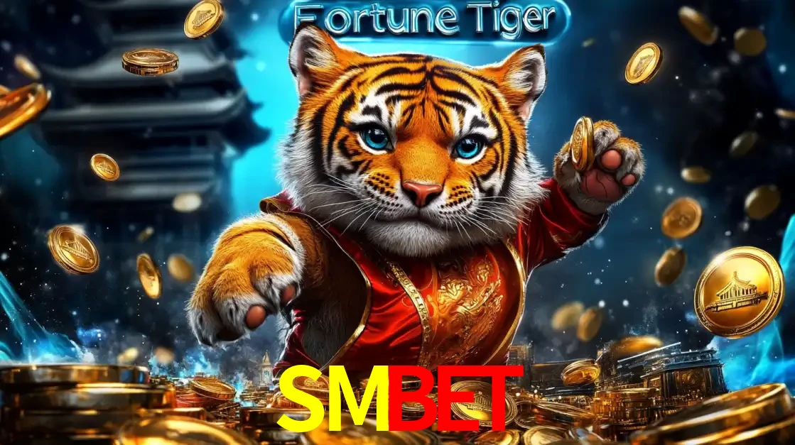 Imagem promocional do jogo de slot Fortune Tiger, com um tigre majestoso em traje tradicional cercado por uma fortuna em moedas de ouro, disponível agora no cassino SMBET.